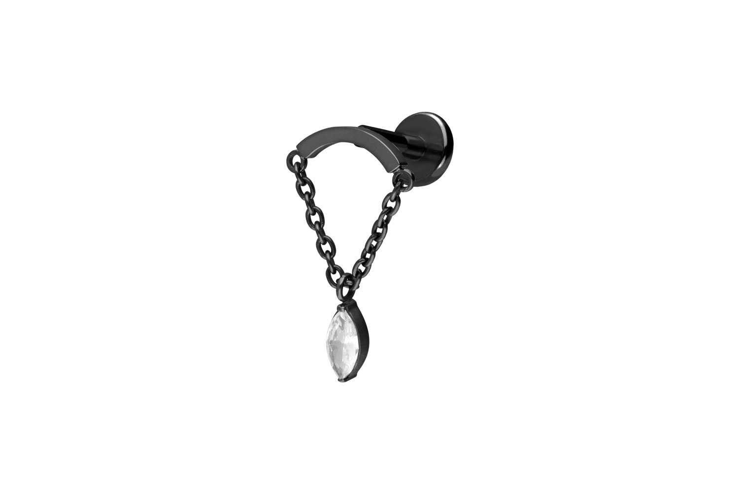 Titan Labret mit Push Fit BOGEN + KETTE + KRISTALLTROPFEN | SW = Schwarz | 1,2 | 6 | 11,5 x 21 | PFT5007_[286032]